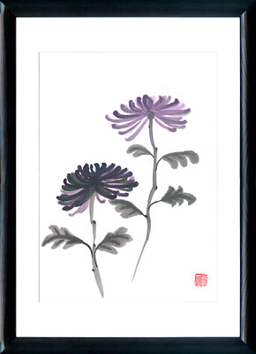 Sumi-e painting Chrysanthemum