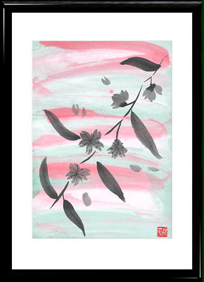 Sumi-e painting Sakura