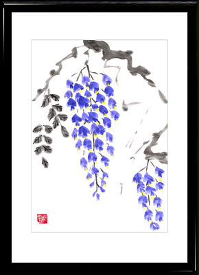 Sumi-e painting Wisteria