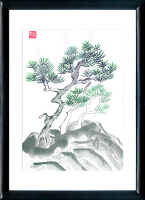 Sumi-e painting Pine
