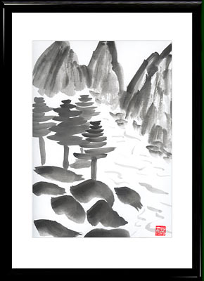 Sumi-e painting River